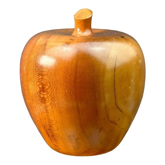 Hand Turned Solid Wooden Apple Vintage Smoky Mountain Craft Community Near Mint - Picture 5 of 8